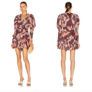 ULLA JOHNSON Semira Silk Tie Dye Dress Pink Sz 12